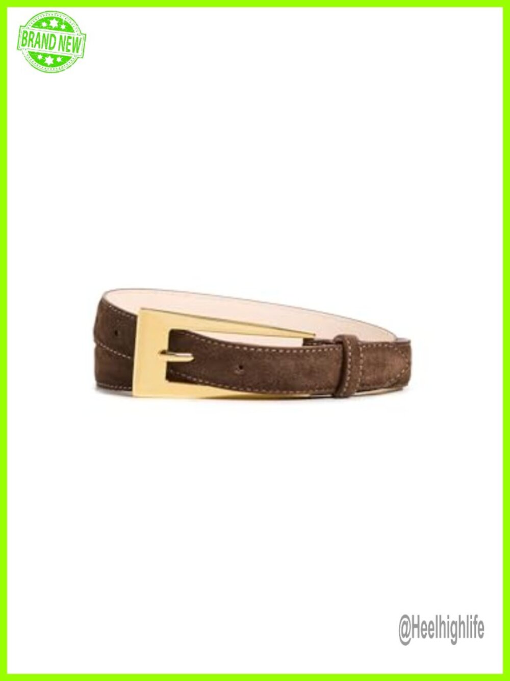 Aureum No.10 Suede Belt with Gold-Tone Buckle, 1in Wide, Size XXS